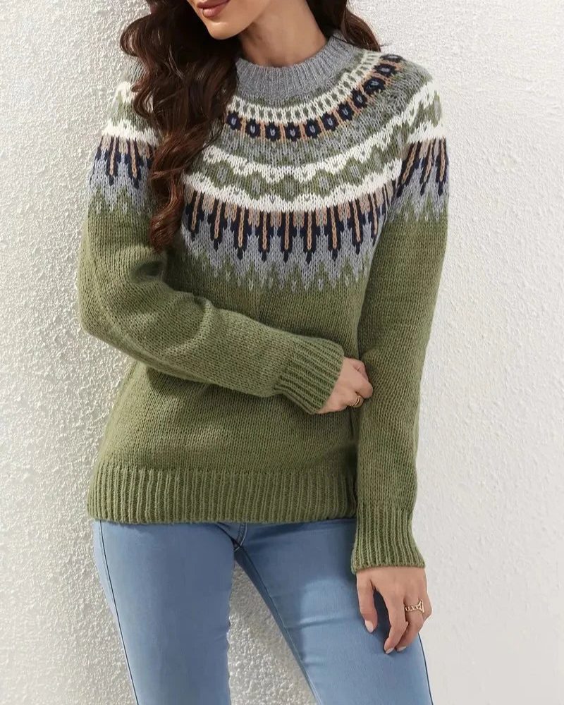 Estrella Women’s Fair Isle Crew Neck Sweater