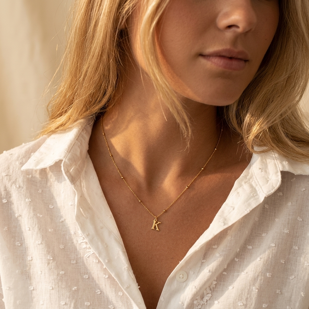 Necklace with a letter on a ball chain