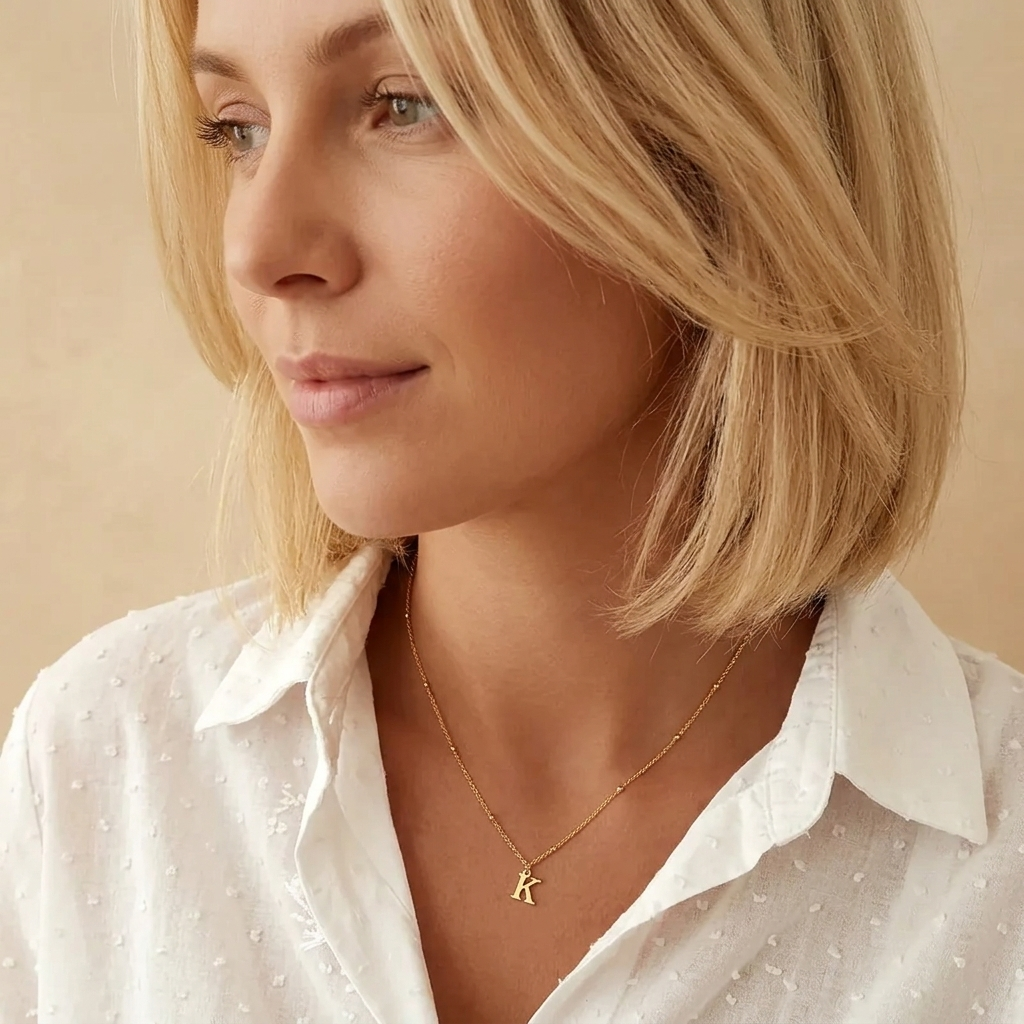 Necklace with a letter on a ball chain
