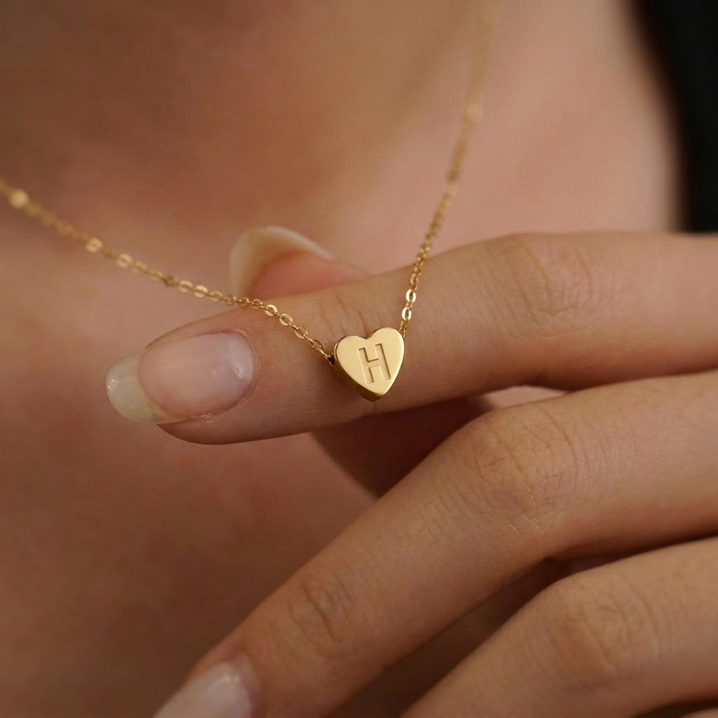 Heart-shaped initial necklace