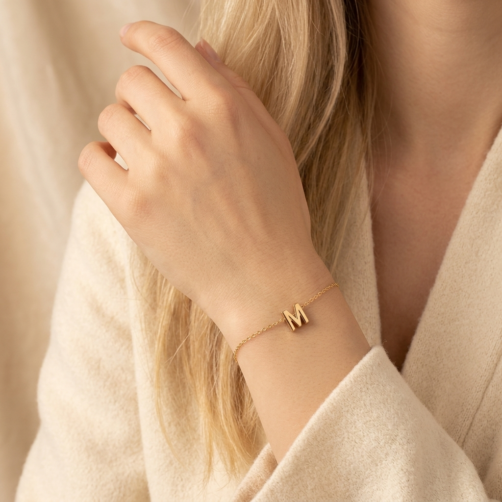 Gold-Plated Bracelet with Letter A-Z – Personalized Initial Jewelry