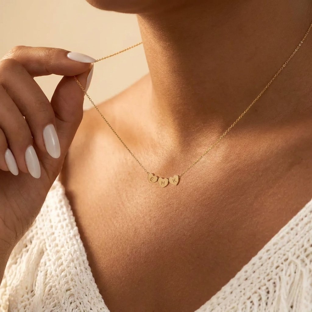 Personalized heart-shaped necklace with initials
