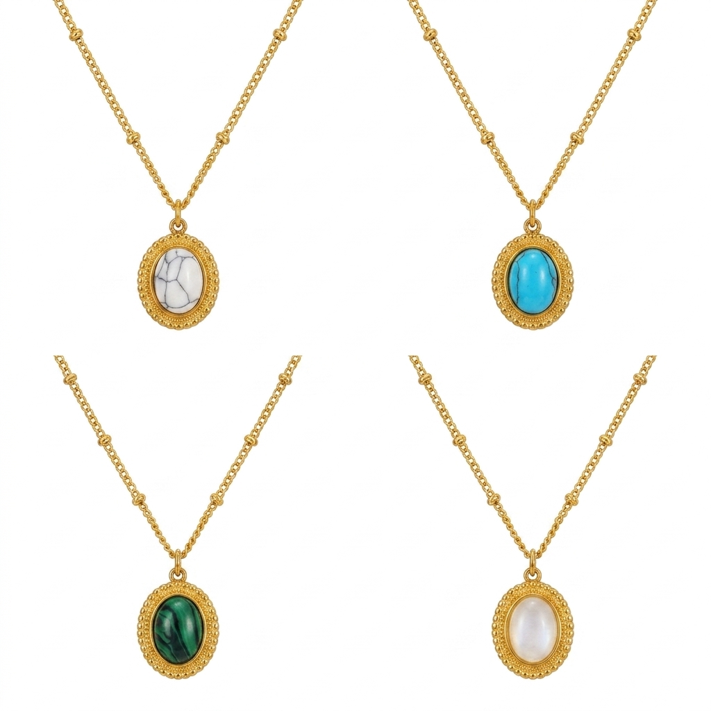 Vintage gold necklace with natural stone