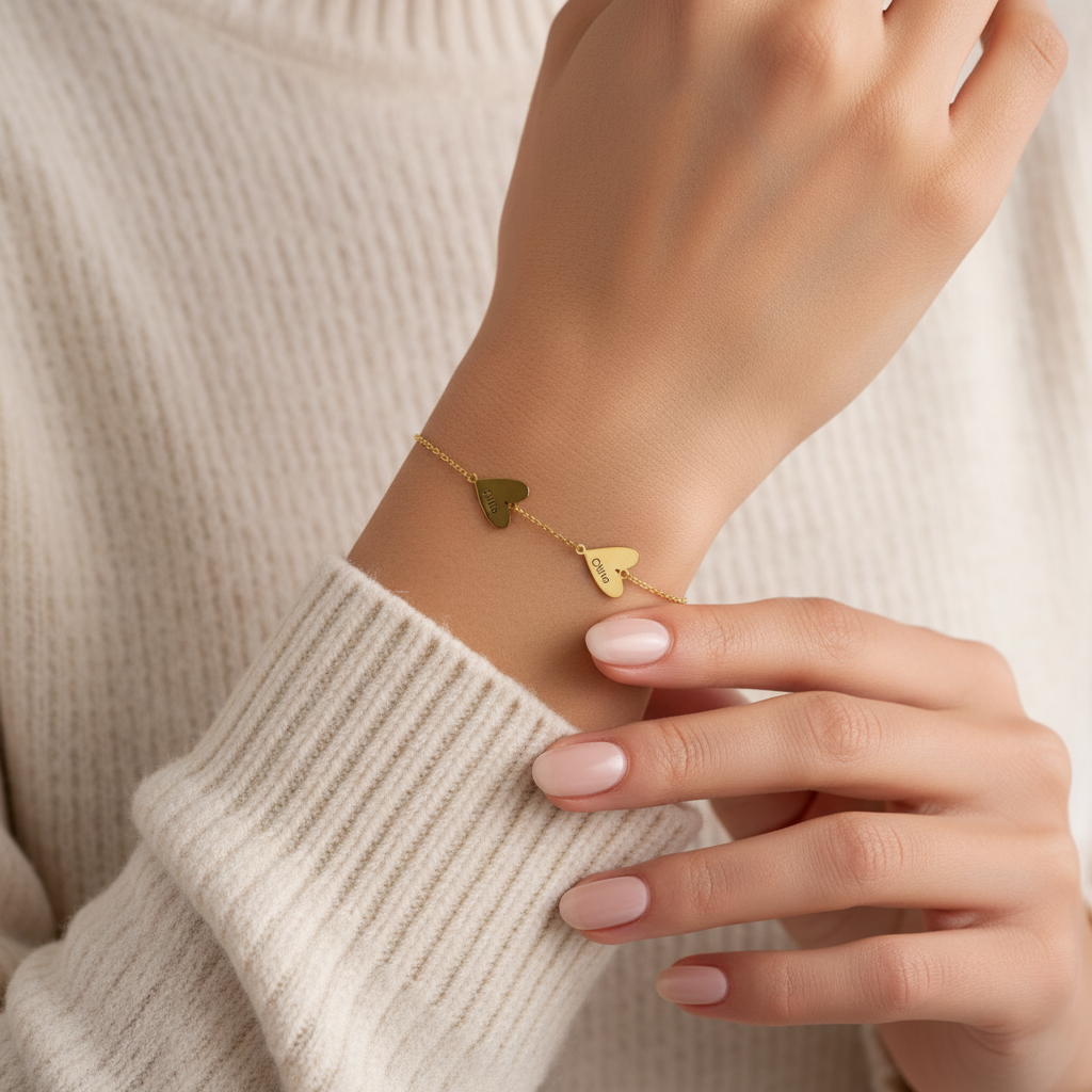 Personalized Bracelet with an Engraved Heart