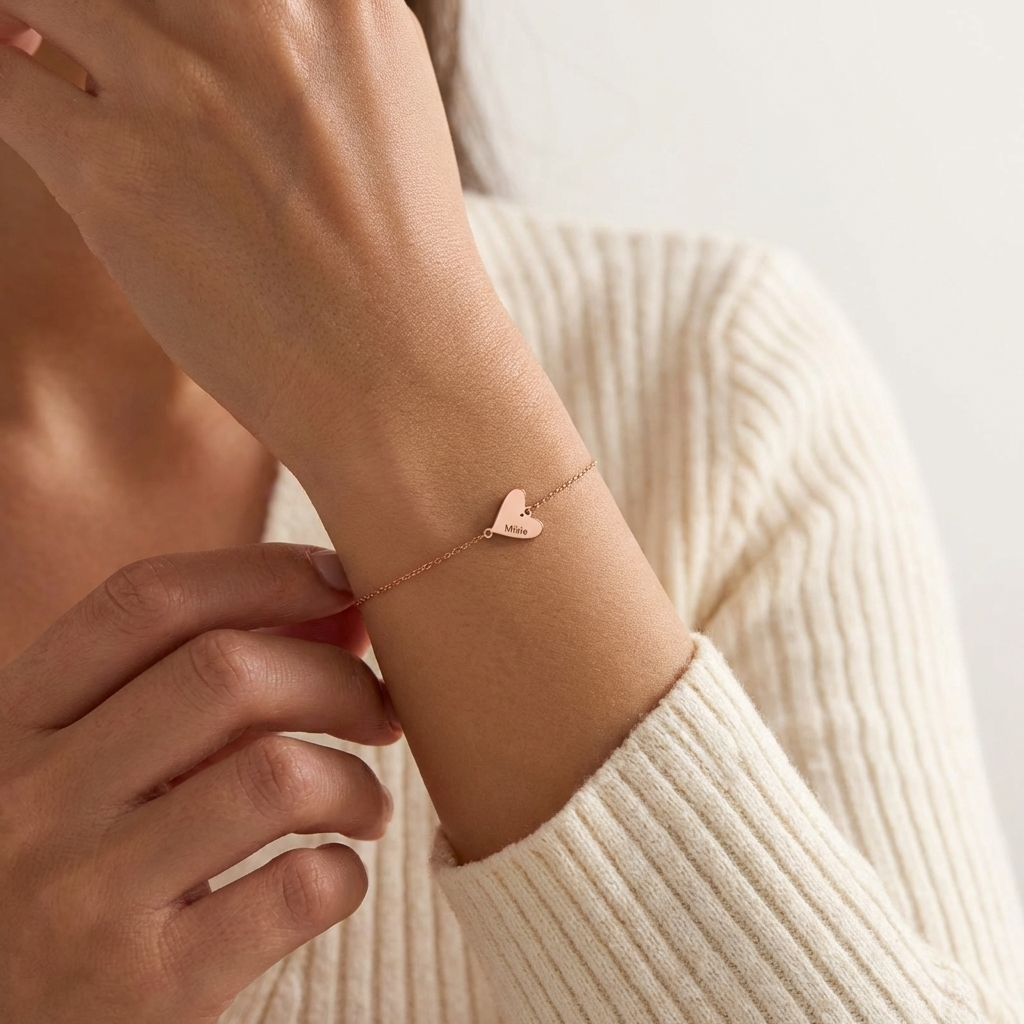 Personalized Bracelet with an Engraved Heart