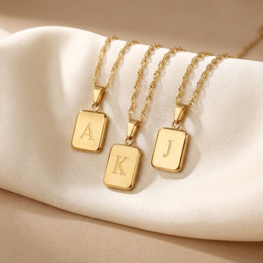Personalized Gold Necklace with a Letter
