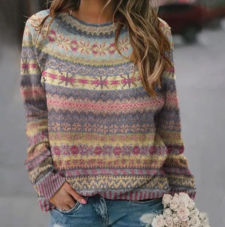 Hope | Women's Oversized Fair Isle Crew Neck Sweater