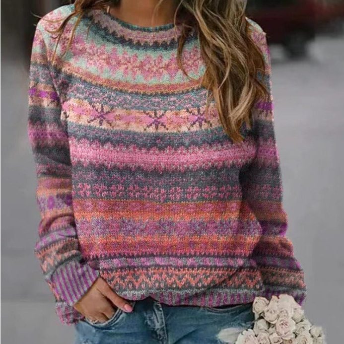Hope | Women's Oversized Fair Isle Crew Neck Sweater