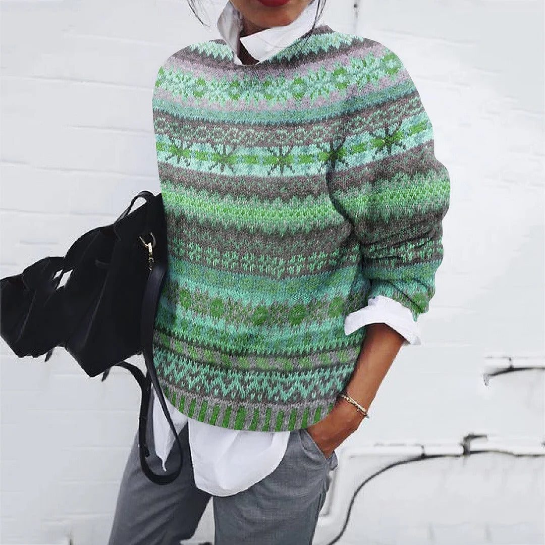 Hope | Women's Oversized Fair Isle Crew Neck Sweater