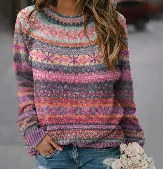 Hope | Women's Oversized Fair Isle Crew Neck Sweater
