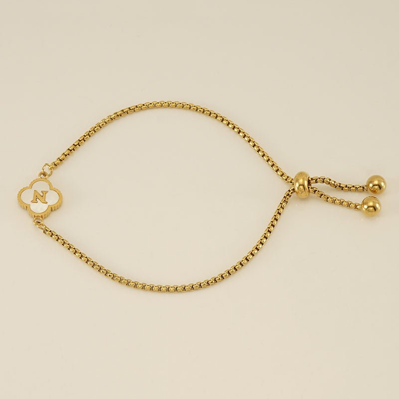 Bracelet with an Initial and a Clover