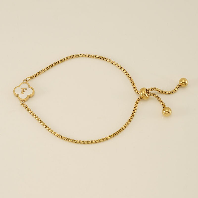 Bracelet with an Initial and a Clover