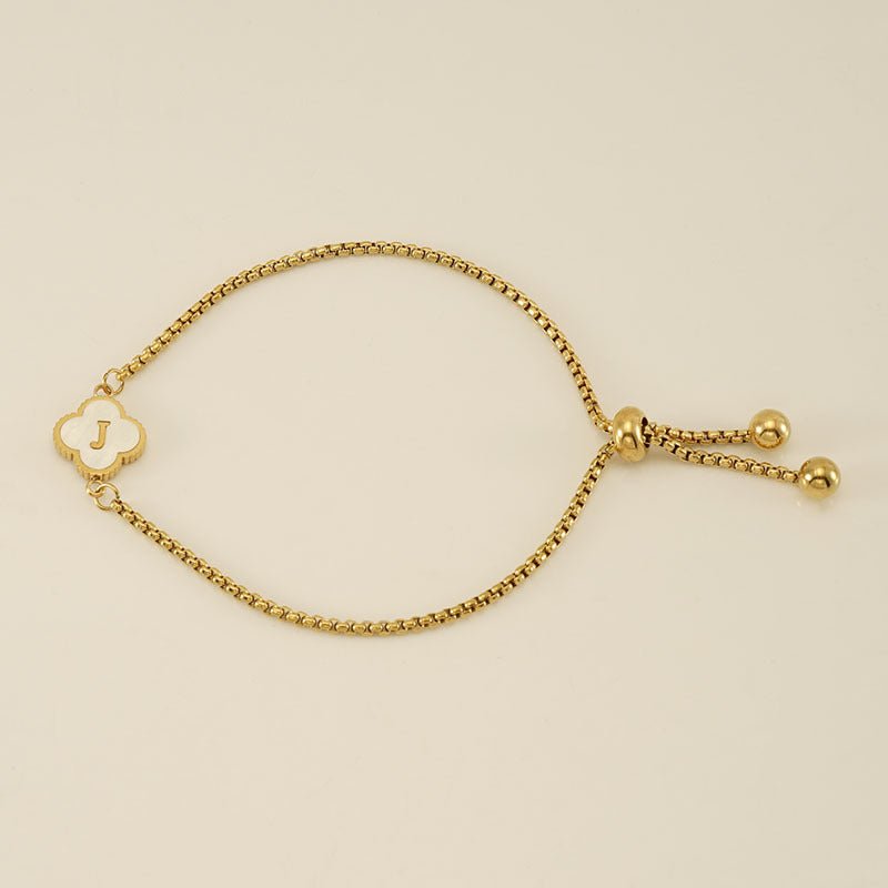Bracelet with an Initial and a Clover