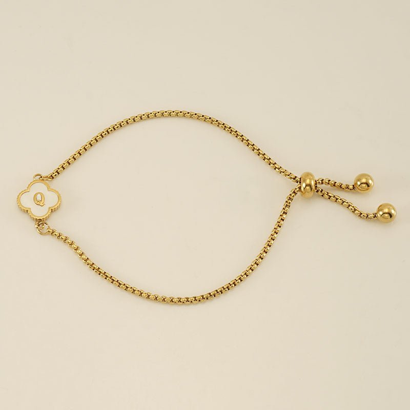 Bracelet with an Initial and a Clover