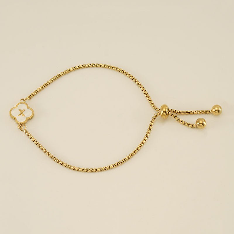 Bracelet with an Initial and a Clover