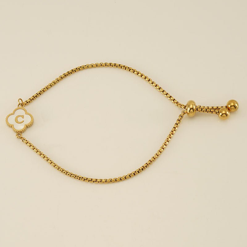 Bracelet with an Initial and a Clover