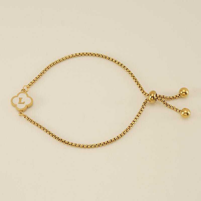 Bracelet with an Initial and a Clover