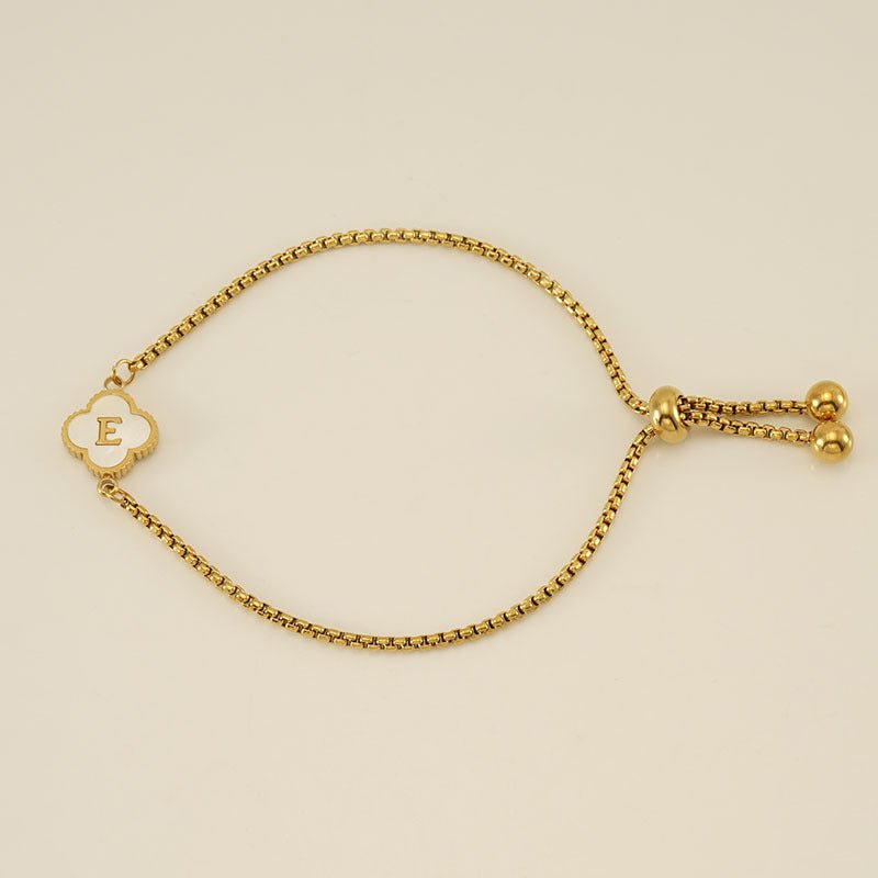 Bracelet with an Initial and a Clover