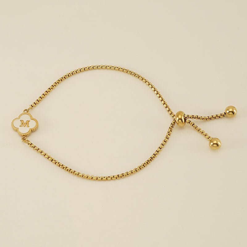 Bracelet with an Initial and a Clover