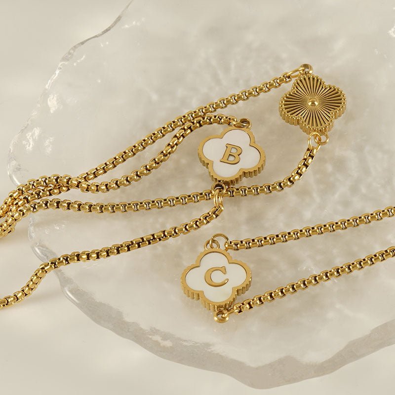 Bracelet with an Initial and a Clover