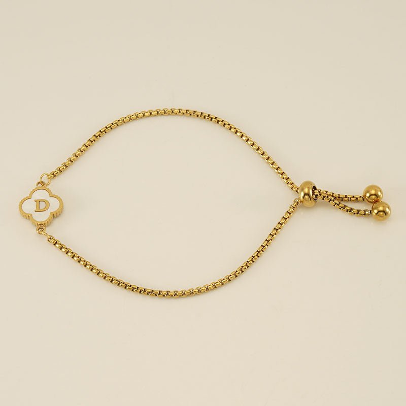 Bracelet with an Initial and a Clover