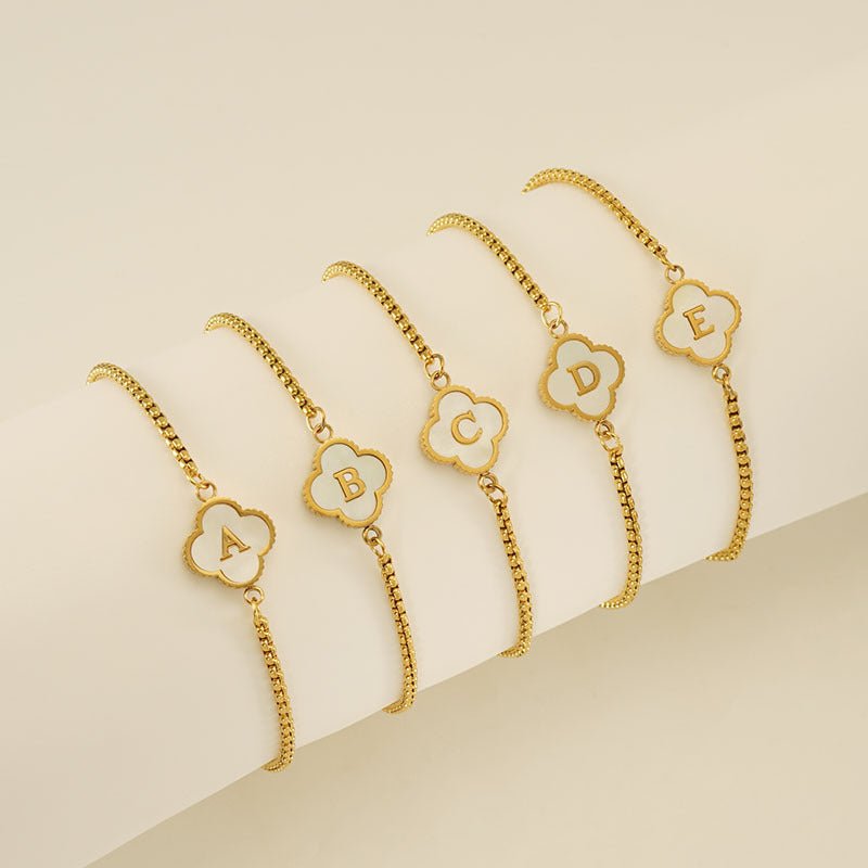Bracelet with an Initial and a Clover