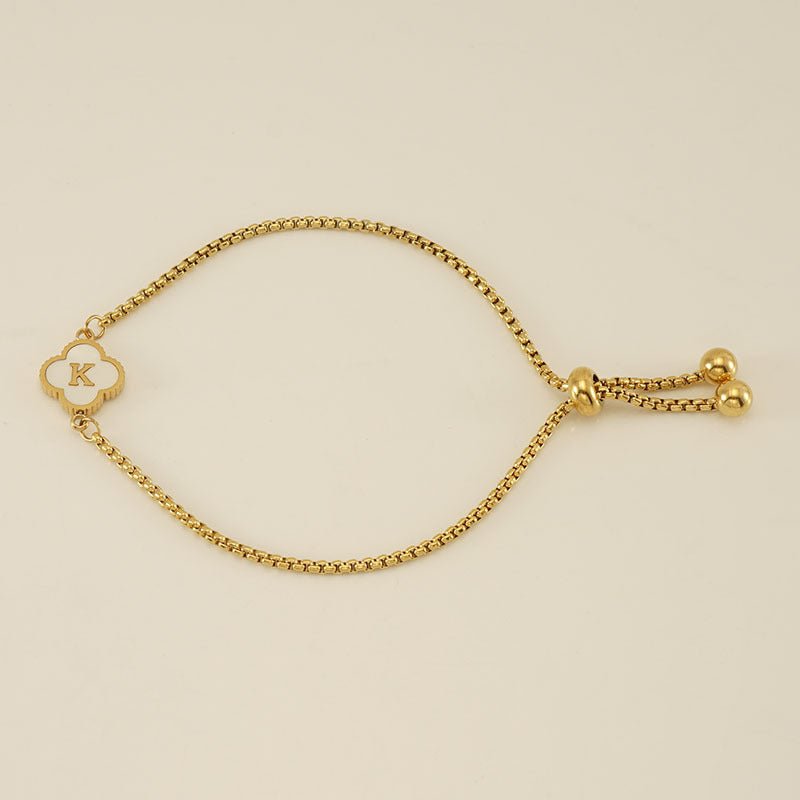 Bracelet with an Initial and a Clover