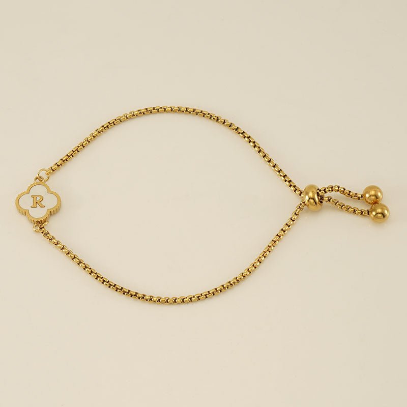 Bracelet with an Initial and a Clover