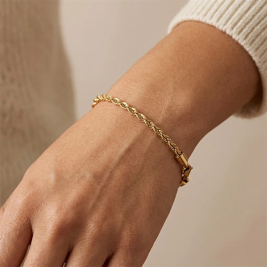 Gold-Plated Twisted-Chain Bracelet – 14K Gold