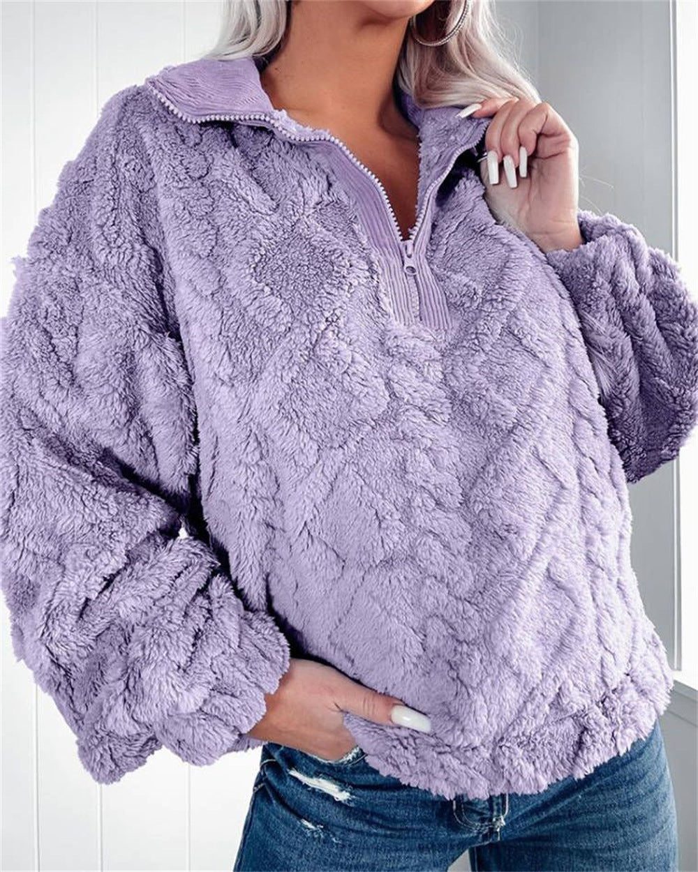 Larissa | Women's Cozy Fleece Quarter-Zip Pullover with Stand Collar