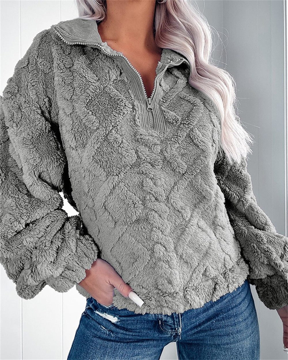 Larissa | Women's Cozy Fleece Quarter-Zip Pullover with Stand Collar
