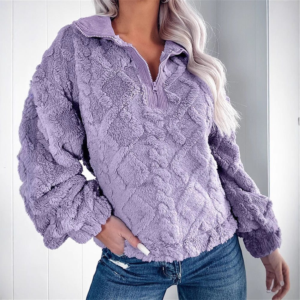 Larissa | Women's Cozy Fleece Quarter-Zip Pullover with Stand Collar