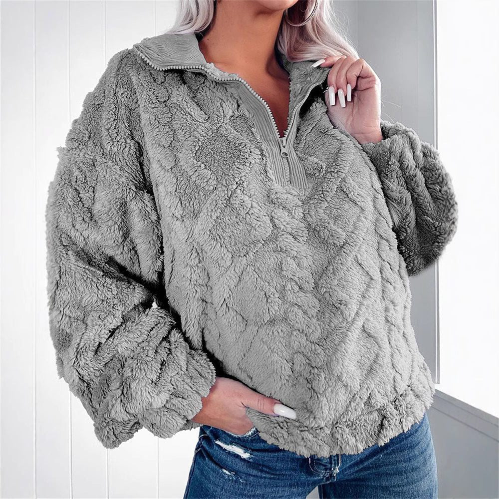 Larissa | Women's Cozy Fleece Quarter-Zip Pullover with Stand Collar