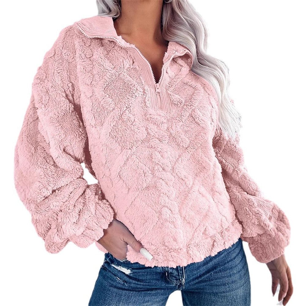 Larissa | Women's Cozy Fleece Quarter-Zip Pullover with Stand Collar