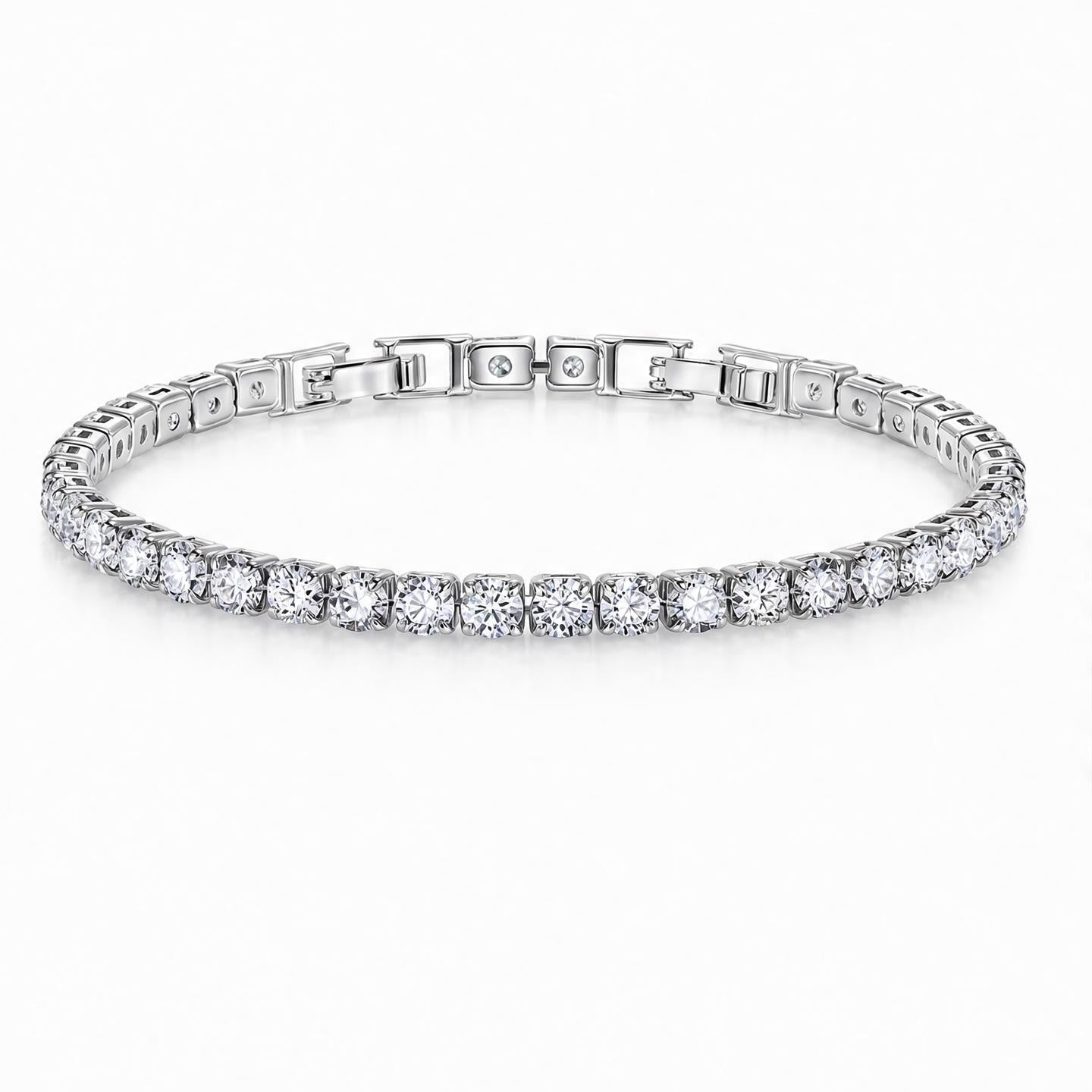 Gold-plated tennis bracelet with cubic zirconia stones