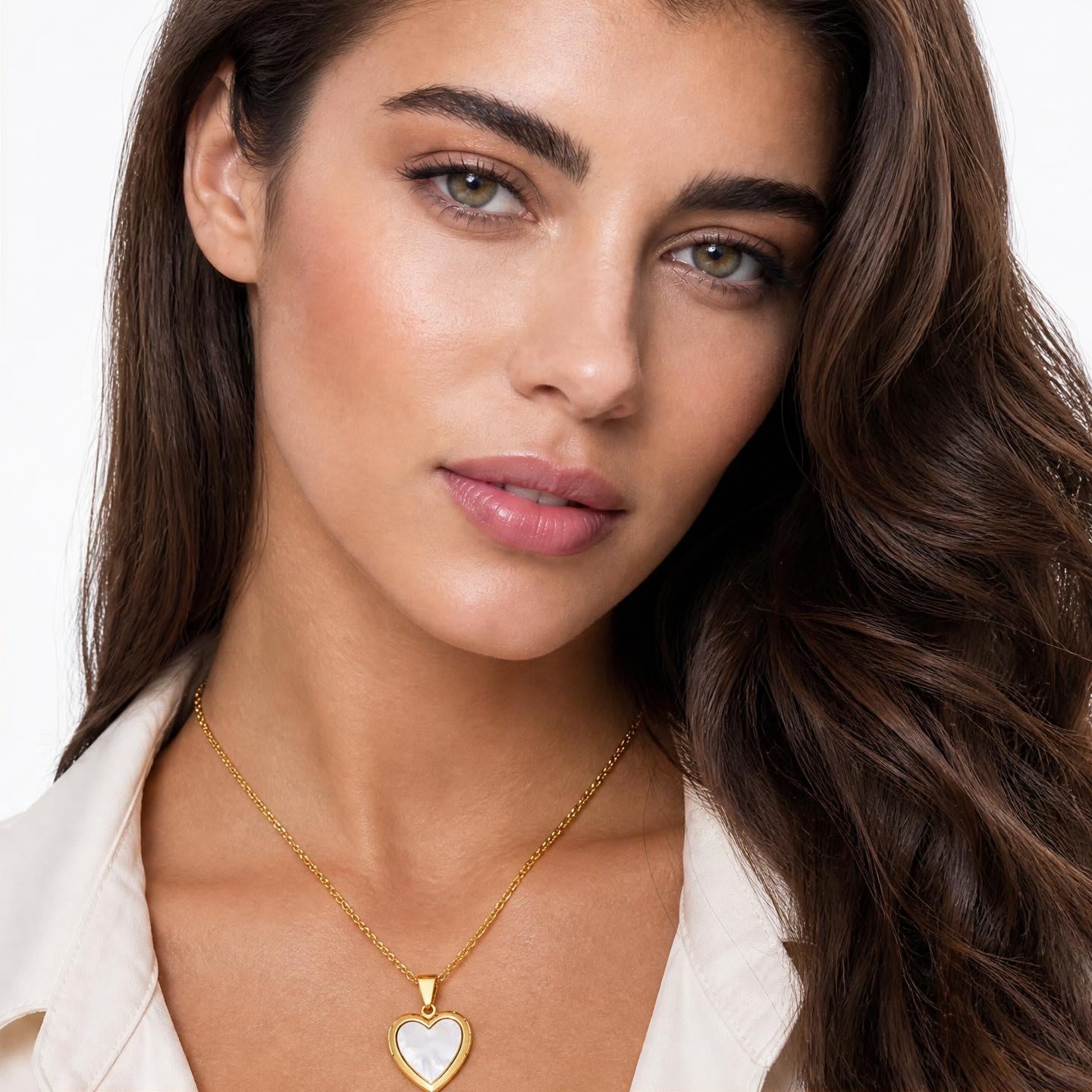 Personalized Mother of Pearl Locket Necklace