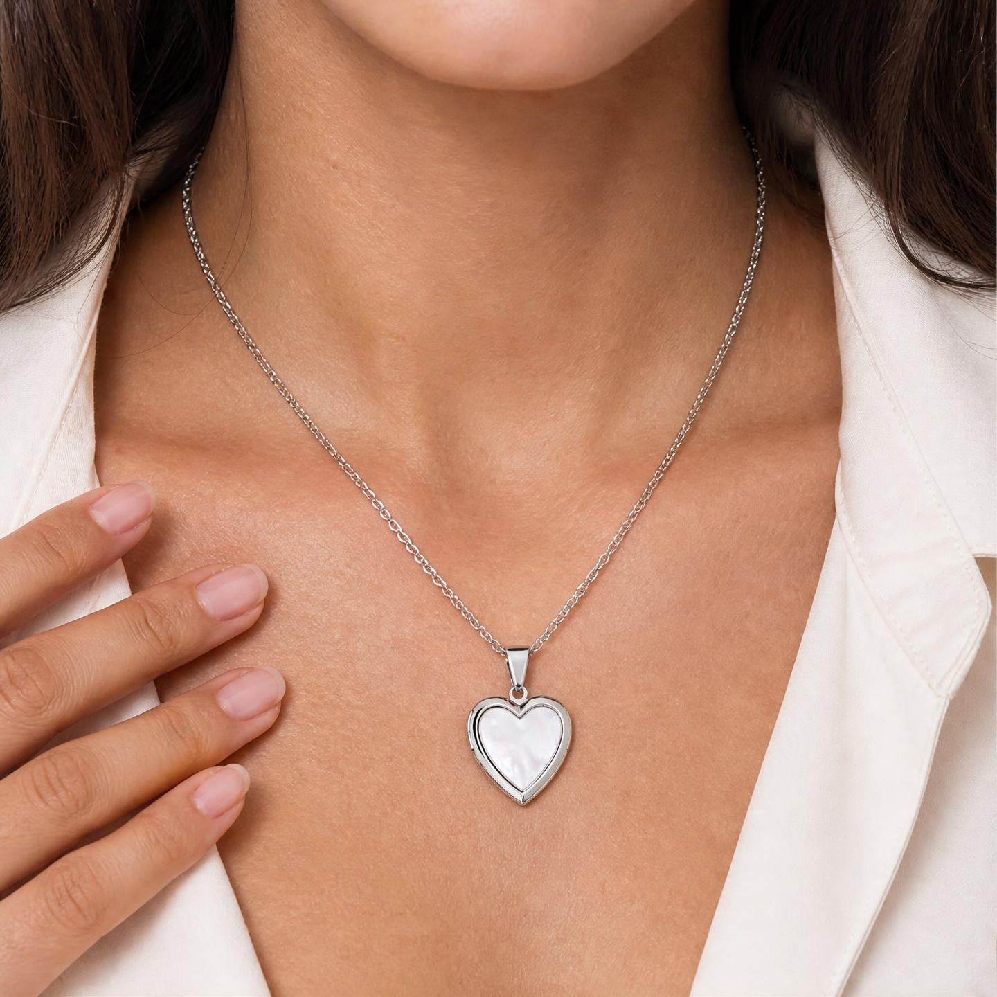 Personalized Mother of Pearl Locket Necklace