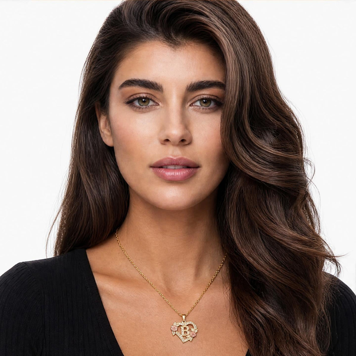 Personalized Necklace with an Initial in a Floral Design