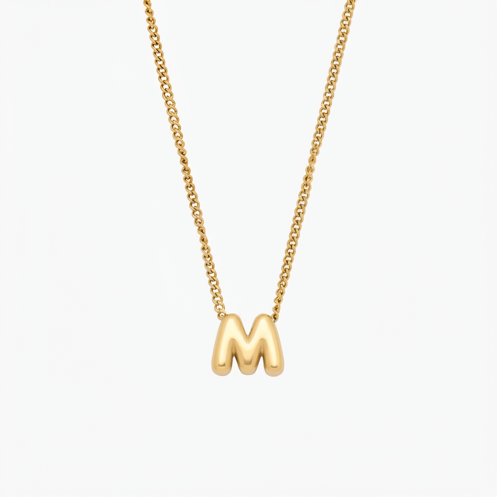 Bubble-shaped necklace with an initial pendant