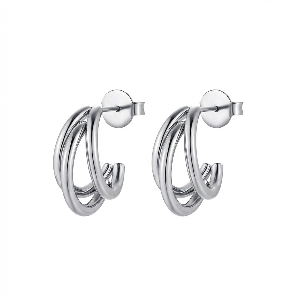 Triple-Link Mini Hoop Earrings