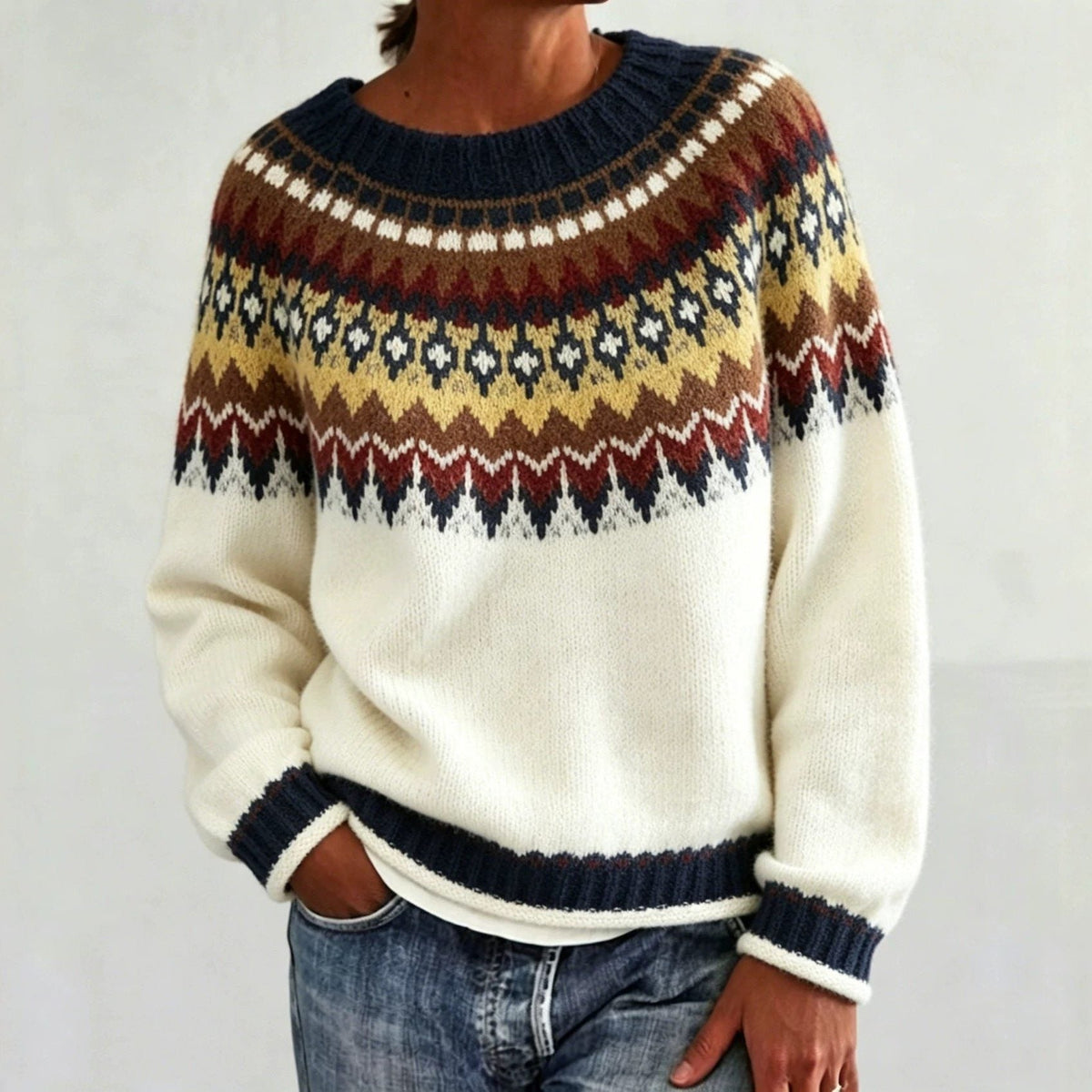 Olalla | Women's Fair Isle Crew Neck Sweater
