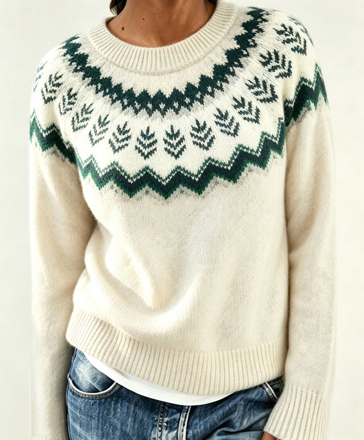Olalla | Women's Fair Isle Crew Neck Sweater