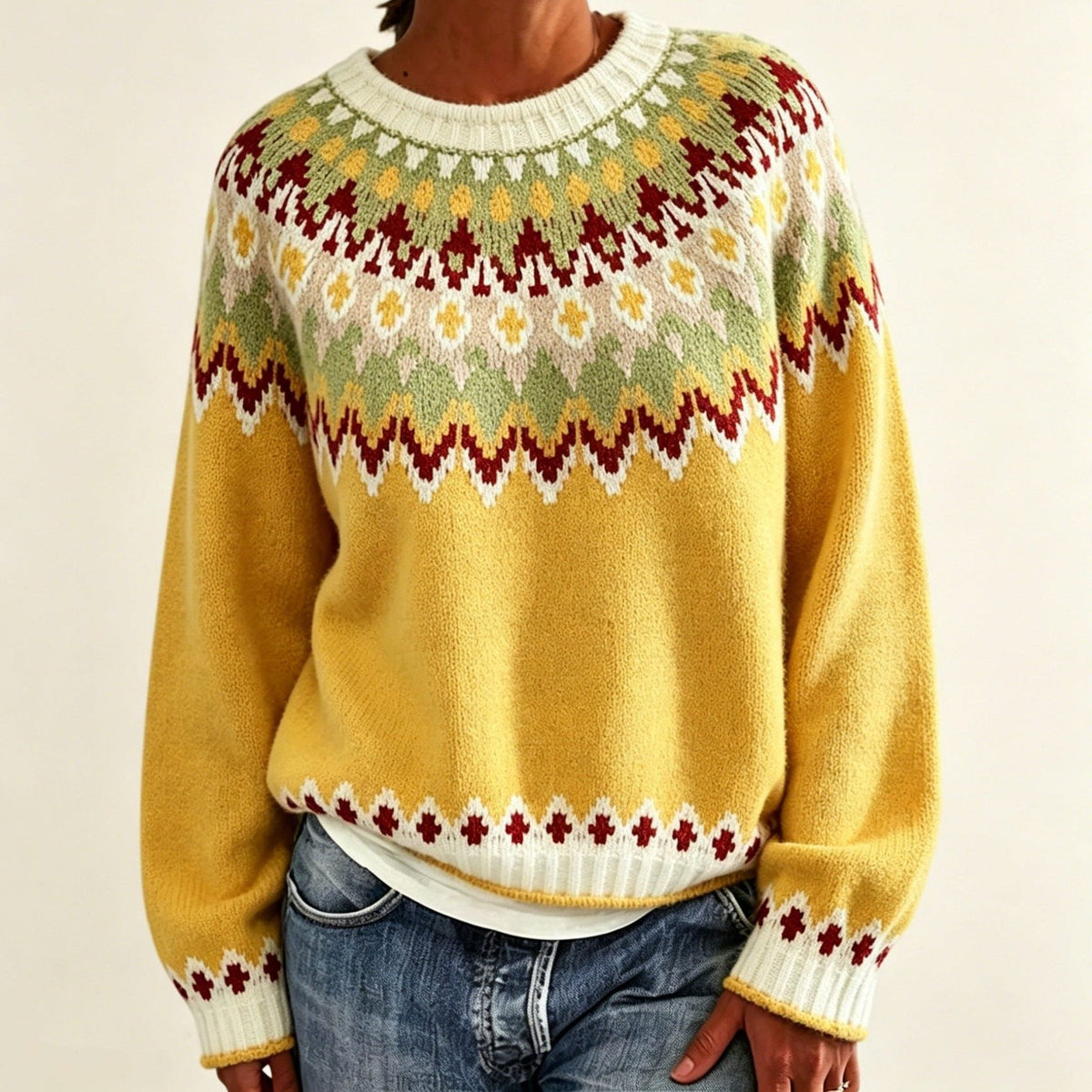 Olalla | Women's Fair Isle Crew Neck Sweater
