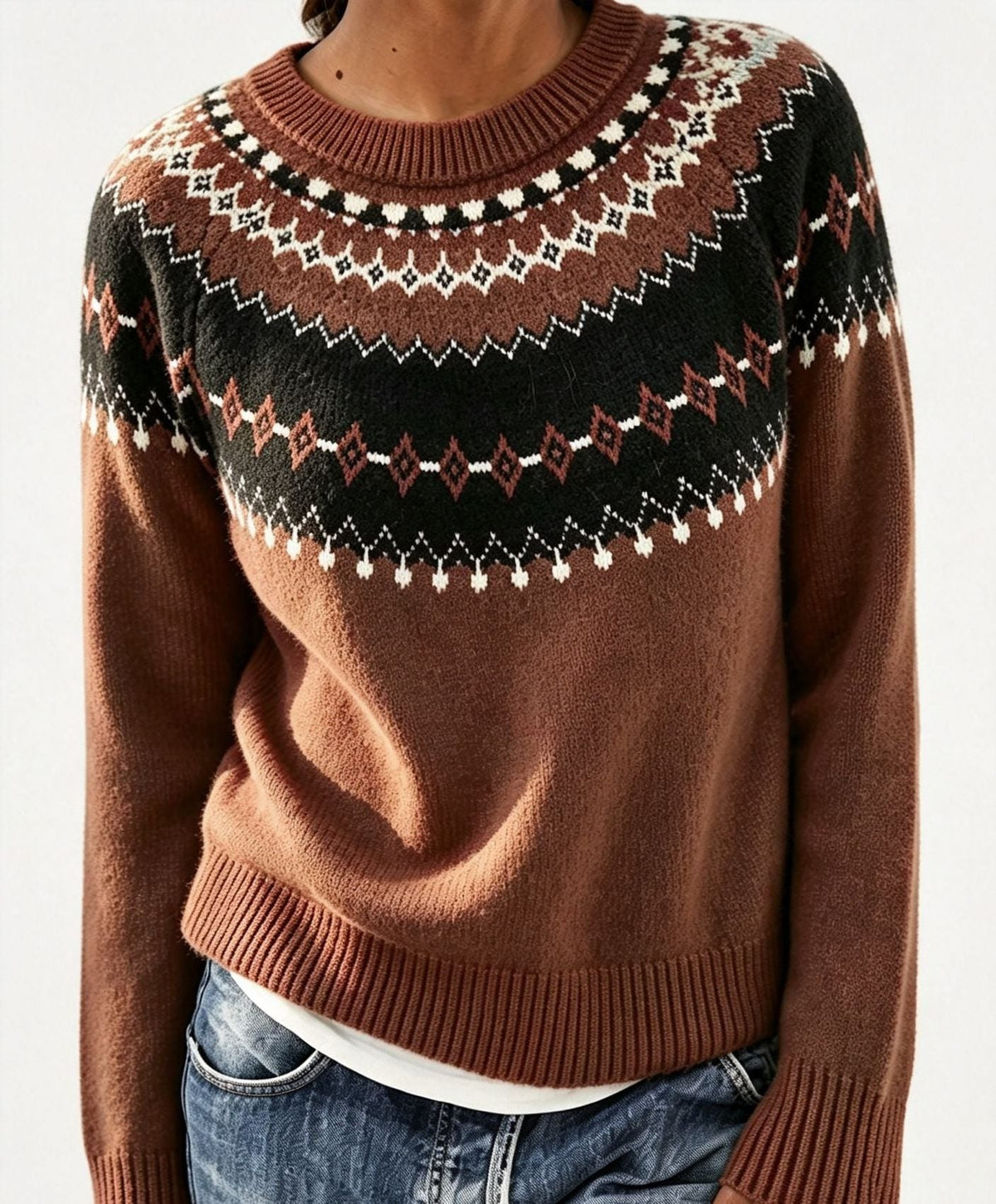 Olalla | Women's Fair Isle Crew Neck Sweater