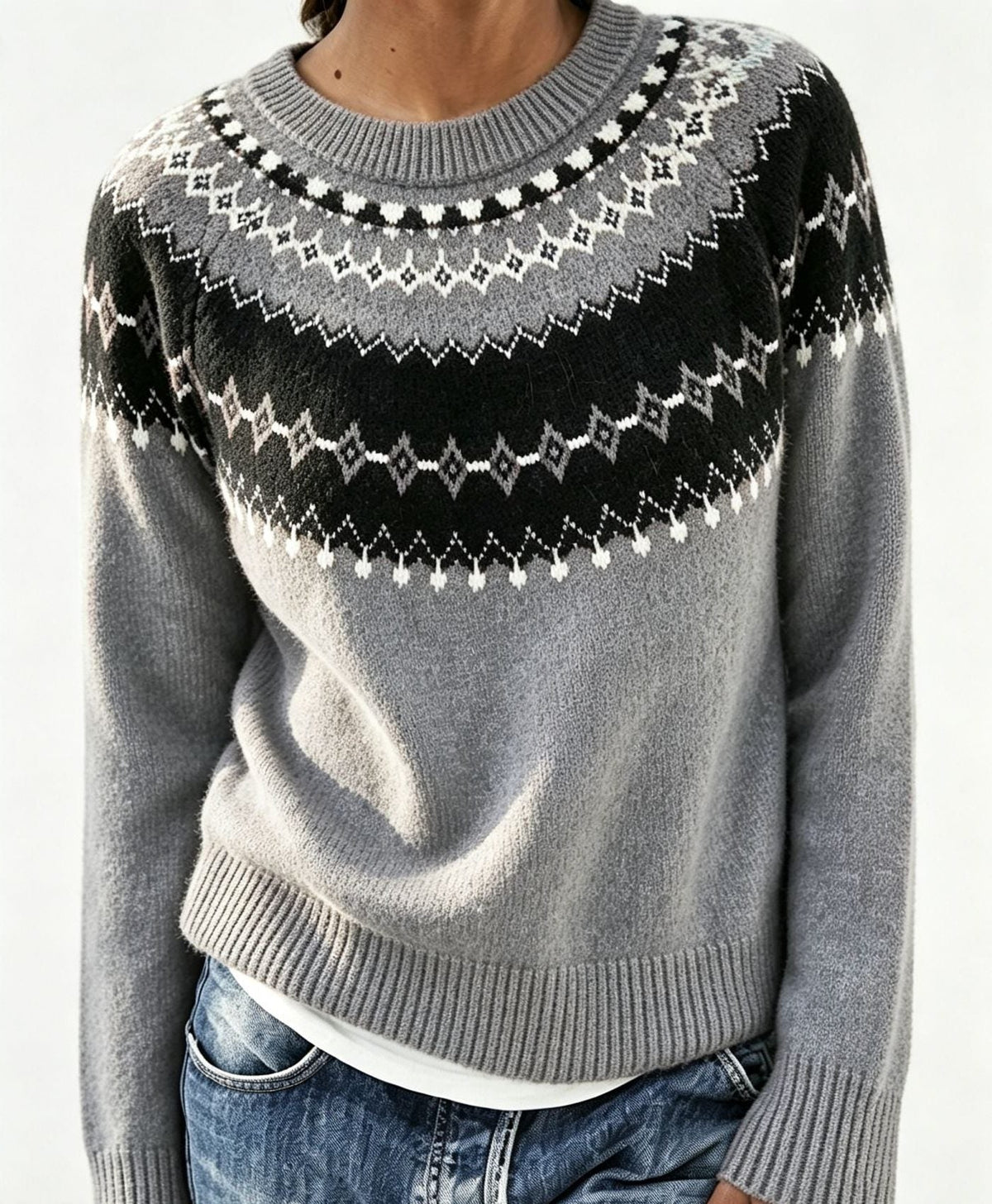 Olalla | Women's Fair Isle Crew Neck Sweater