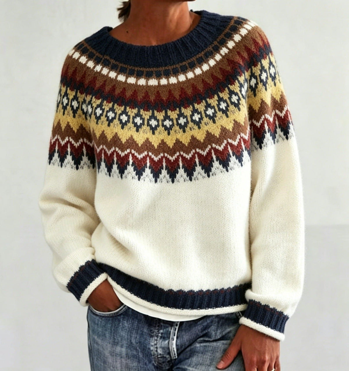 Olalla | Women's Fair Isle Crew Neck Sweater
