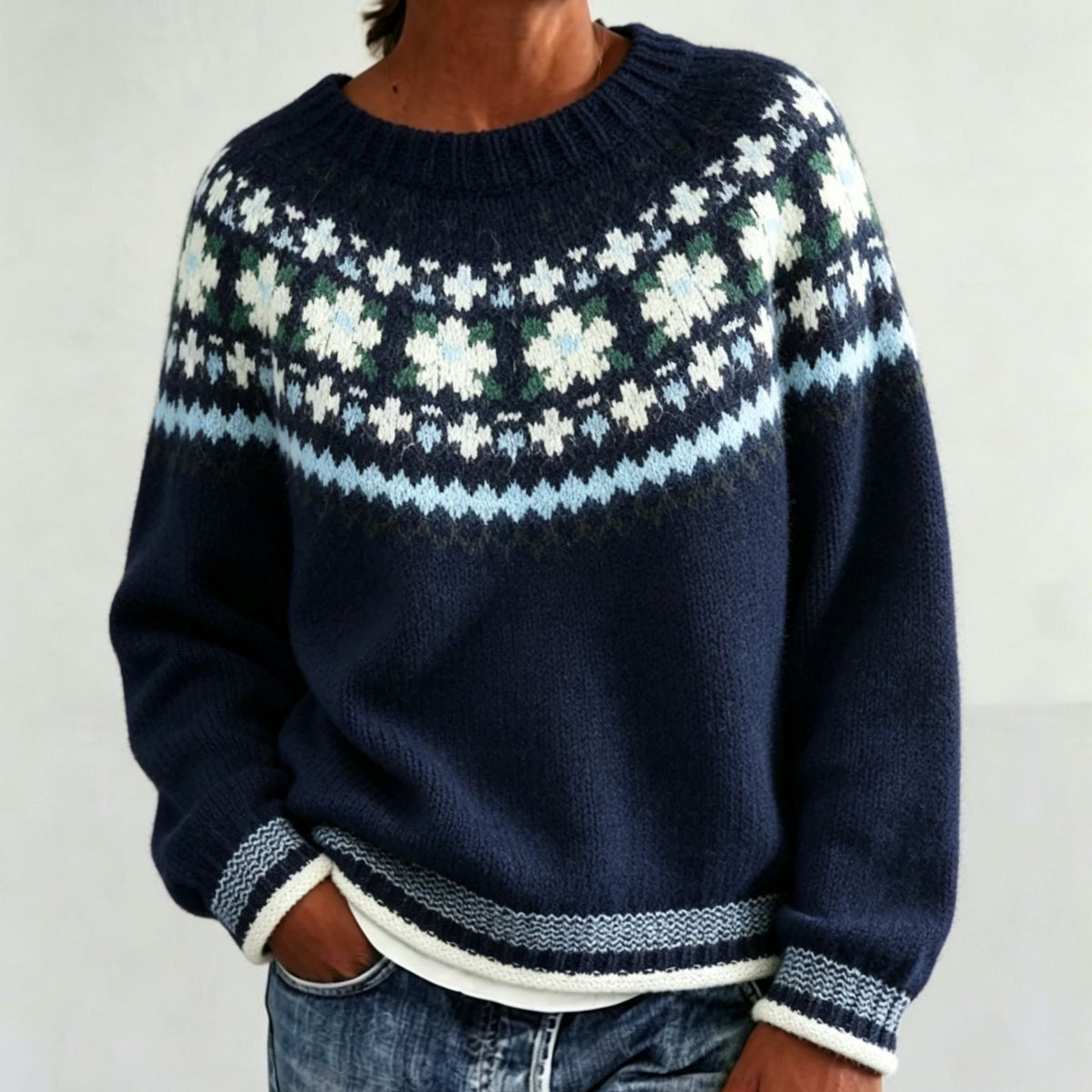 Olalla | Women's Fair Isle Crew Neck Sweater