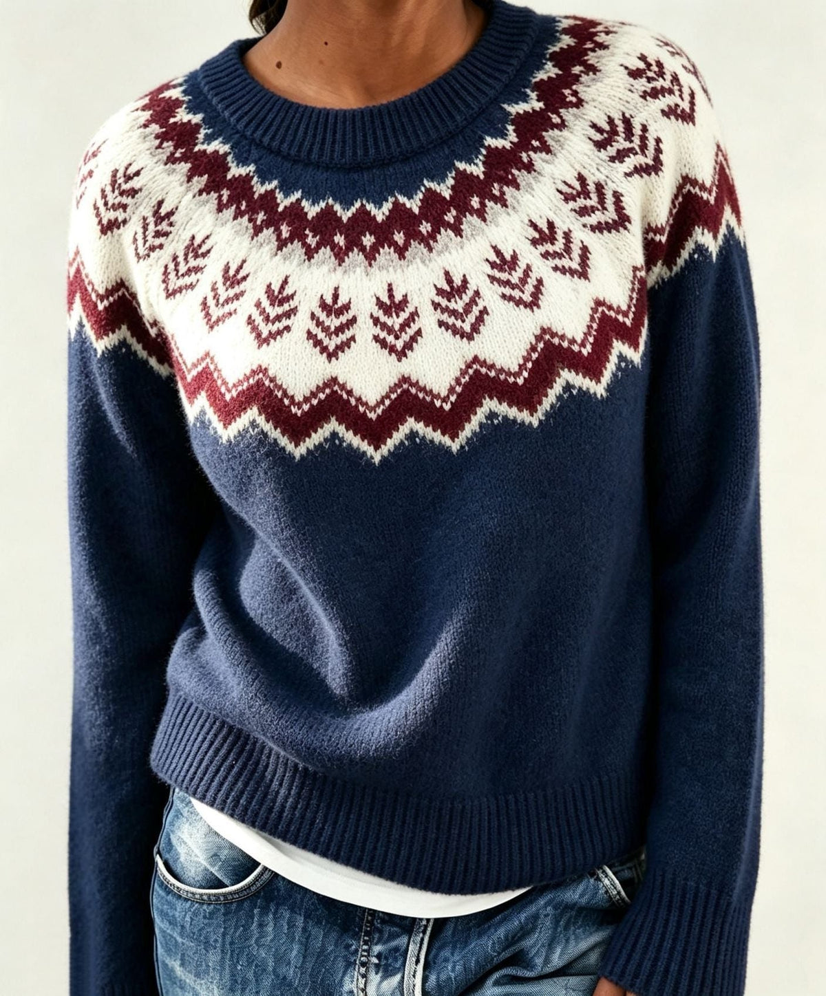 Olalla | Women's Fair Isle Crew Neck Sweater