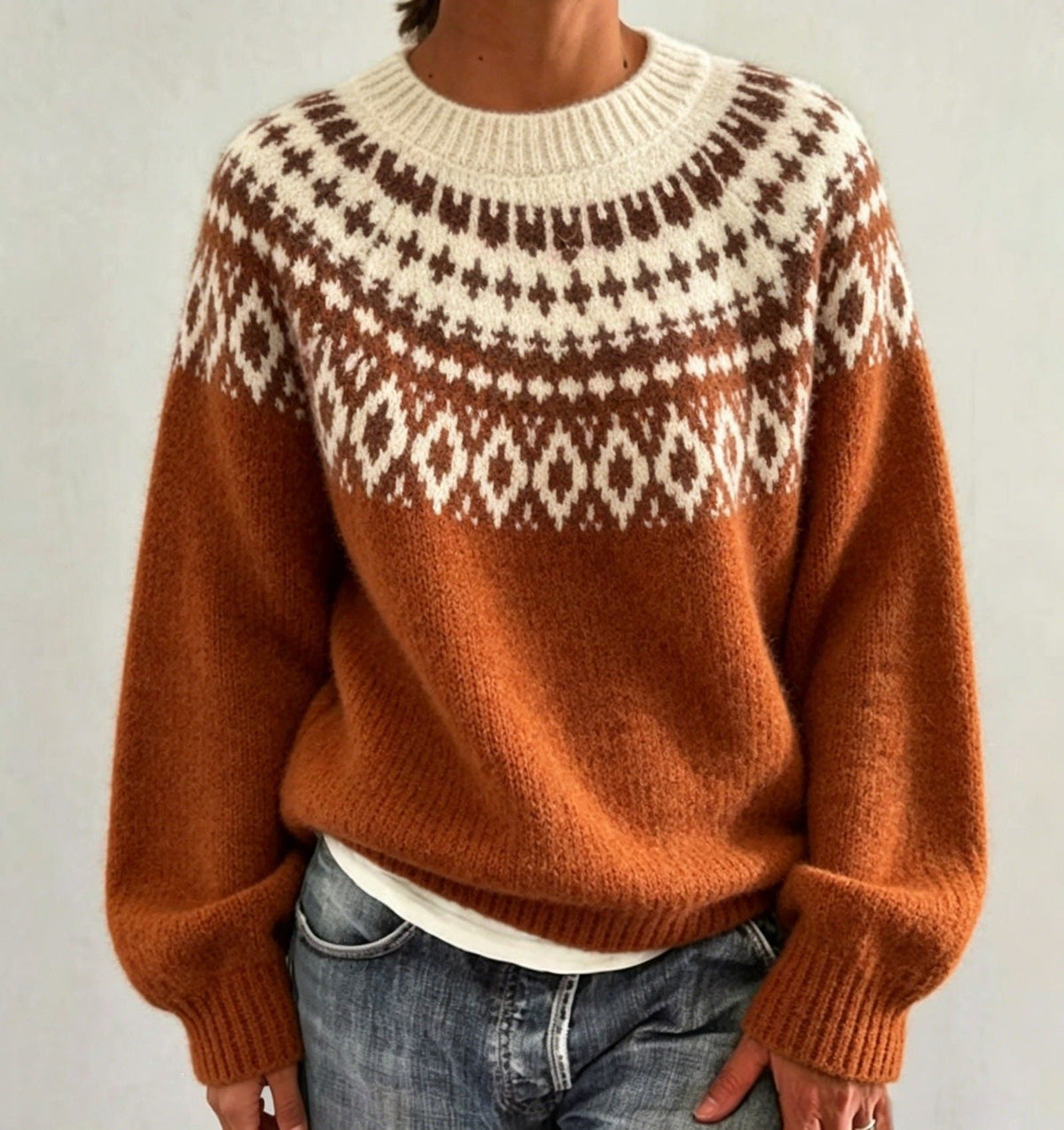 Olalla | Women's Fair Isle Crew Neck Sweater