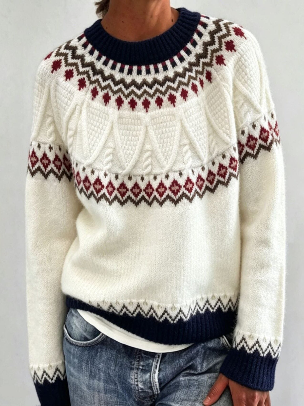 Olalla | Women's Fair Isle Crew Neck Sweater